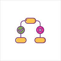 A line icon of a check mark and a cross vector