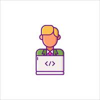A man with a laptop and a computer icon vector