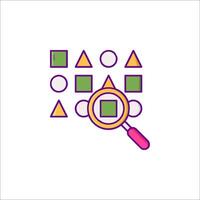 A magnifying glass is in front of a colorful pattern vector