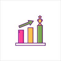 Success bar chart icon with arrow and star vector