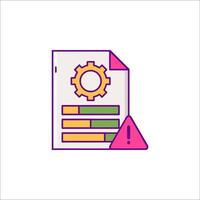 A document with gears and a warning icon vector