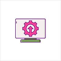 A computer with an arrow pointing up on it vector