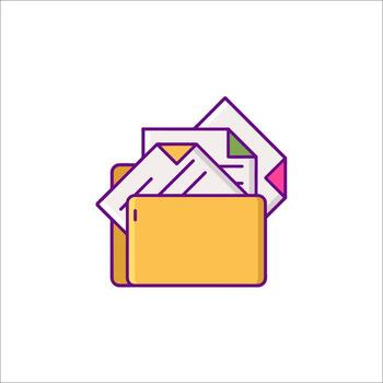 A folder with papers and envelopes in it vector
