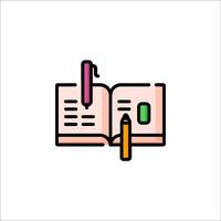 An open book with a pencil and pen icon vector