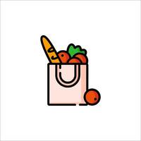A grocery bag with vegetables and bread in it vector
