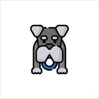 A dog with a blue ring on its nose vector
