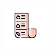 A line icon of a paper with a pen and a pencil vector