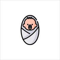 A baby wrapped in a blanket is shown in a cartoon style vector