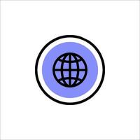 A globe icon in a circle on a white background vector