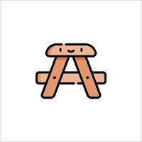 A wooden picnic table icon on a white background vector