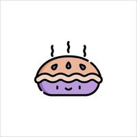 A cartoon pie with a face on it vector