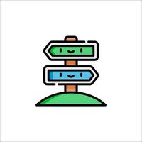 A cartoon sign pointing to two different directions vector