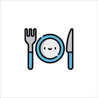 A plate with a fork and knife on it vector