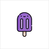 A purple ice cream bar with a smiley face on it vector