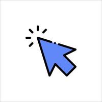 A blue arrow pointing to a button vector