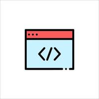 A computer screen with a code symbol on it vector