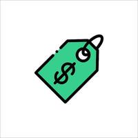 A green price tag with a dollar sign on it vector