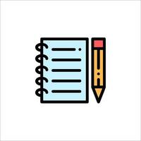 A notebook and pencil icon on a white background vector