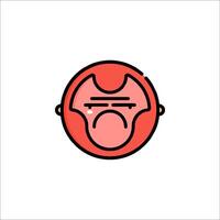 A red and black face with a sad expression vector