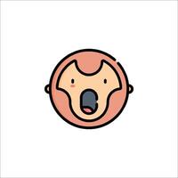 A cartoon face with a mouth open and a tongue out vector