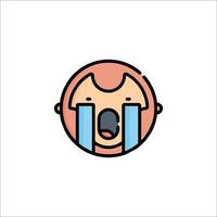 A cartoon face with a crying face vector