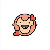 A cartoon face with hearts on it vector