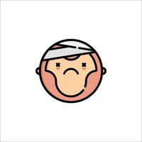 A cartoon character with bandages on his head vector