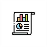 A document with a graph and bar chart icon vector