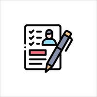 A pen and paper icon with a check mark vector