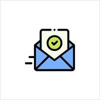 Email icon with a check mark on top vector