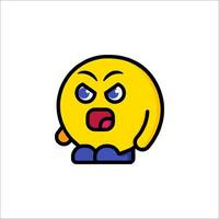 A cartoon yellow emoticion with an angry expression vector