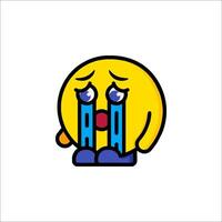 A crying emoticor with a blue face vector