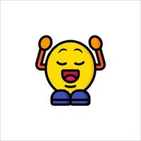 A cartoon emoticion with arms up and a smile vector