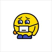 A cartoon emoticion with a mask on its face vector