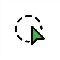 A green arrow pointing to a button vector