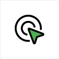 A green arrow pointing to a circle icon vector