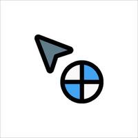 A blue and black arrow pointing to a blue and white globe vector