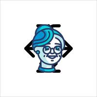 An icon of a woman with glasses and a blue background vector