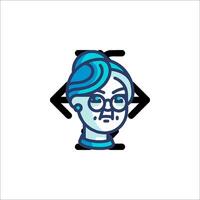 An icon of a woman with glasses and a blue background vector