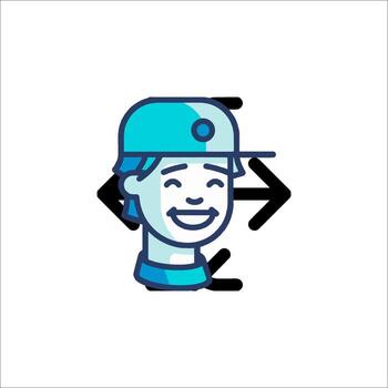 A man in a baseball cap with an arrow pointing to it vector