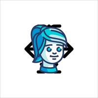 A woman with blue hair and a ponytail vector