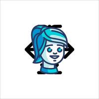 A cartoon woman with blue hair and a ponytail vector