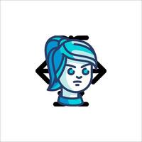 A woman with blue hair and a ponytail vector