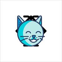 A blue cat with a smile on its face vector