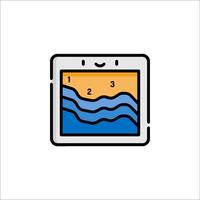 A tablet with a wave on it and a number on it vector