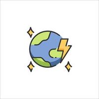 Earth with lightning icon vector