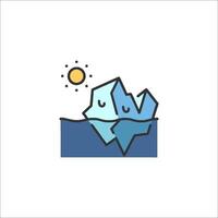 Iceberg icon with sun and sea vector