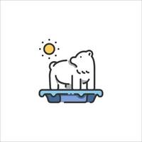 Polar bear on ice icon vector