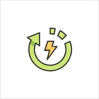 A green and yellow icon with a lightning bolt vector