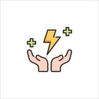 Electricity icon with lightning bolt illustration vector